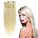 Extensii clip  -  on Veritable cu 10 piese, lungime 55 cm , culoare blond roscat ( # 16 )